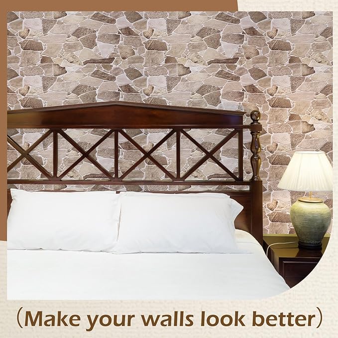 12 Pack 38.6" x 18.9" Peel and Stick 3D Faux Stone Wall Panels PVC Lightweight