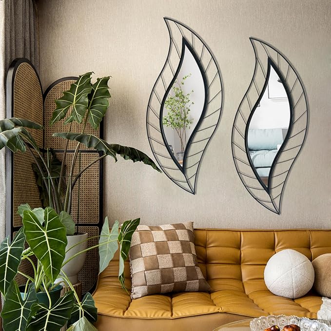 ironsmithn Decorative Wall Mirror, Leaf Teardrop Mirror