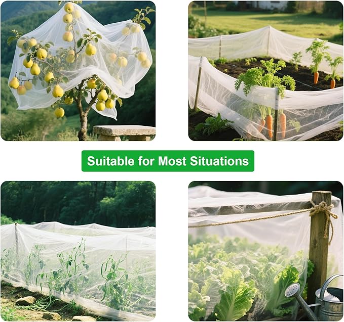 Garden Netting 10x20FT 2 Packs Ultra Fine Mesh Netting Bird Barrier Protection Vegetable Fruit Tree Bushes Plant Cover for Raised Bed