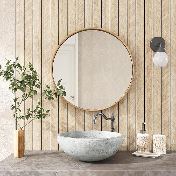 VEELIKE Large Roll Wood Wall Panels 30''x118'' White Oak Wood Slat Peel and