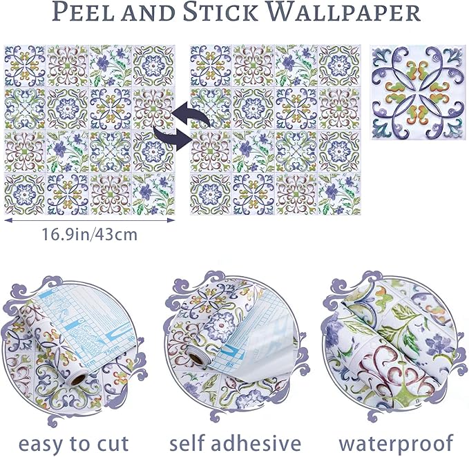 Wudnaye Peel and Stick Backsplash Wallpaper Kitchen Faux Tile Contact Paper