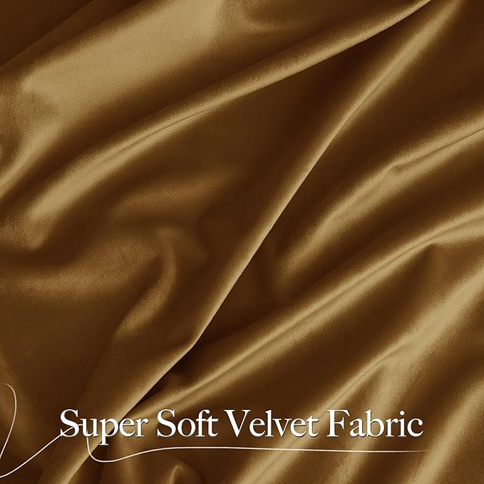 NICETOWN Gold Brown Velvet Curtains, Luxury and Soft Thermal Insulated Velvet