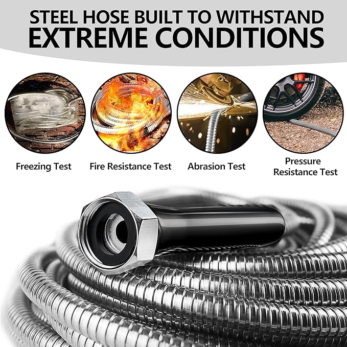 75ft Garden Hsoe - 2026 New 304 Stainless Steel Garden Hose with 3/4'' Fittings – Lightweight, Durable, and Kink-Free, Metal Water Hoses for Gardening