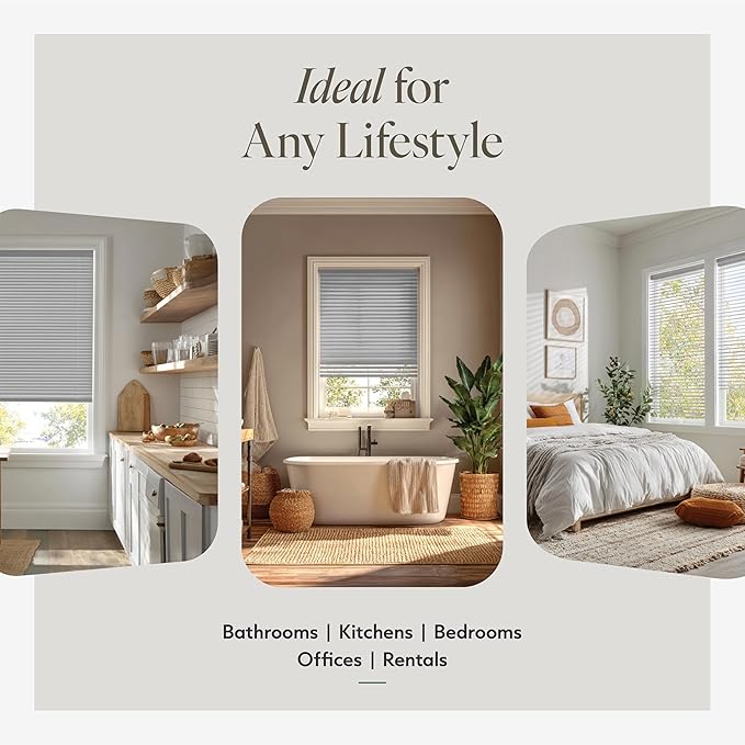 CHICOLOGY Cordless Mini Blinds for Indoor Windows, 77.75" W x 36" H, Light