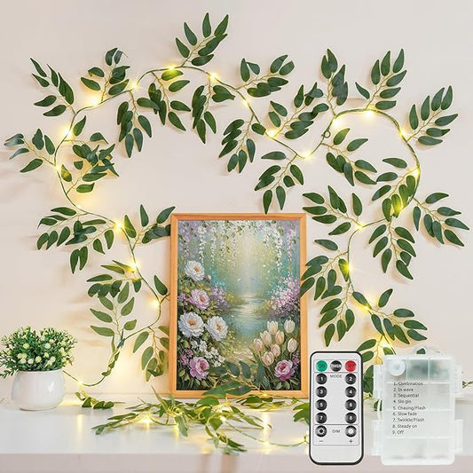 suddus Willow Vine with Fairy Lights Battery Operated, 12ft 40 LED Artificial