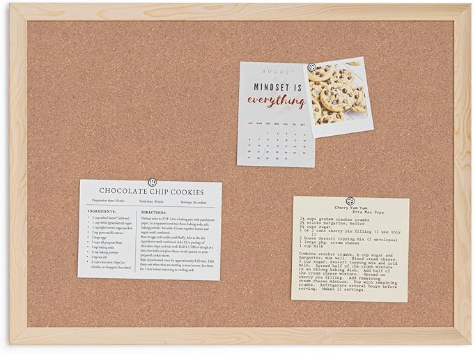 U Brands Cork Bulletin Board, Light Birch Wood Frame