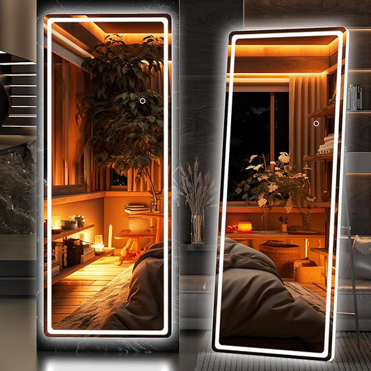 Hasipu Full Length Mirror with Lights, Full Body Dressing Standing, Hanging