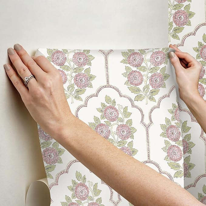NuWallpaper x Society Social Floral Bazaar Rose Water Peel and Stick Wallpaper