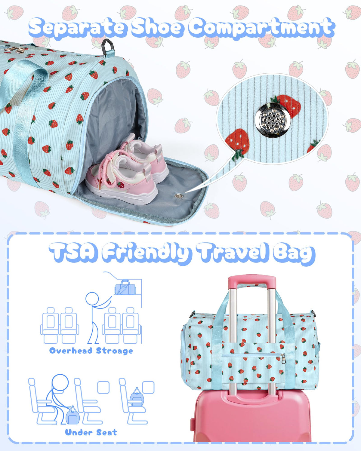 Vogewood Teen Girl Gifts Trendy Stuff, Girls Gym Bag, Kids Personalized Weekend Duffel Bags with Shoe Compartment, Initial Travel Tote with Makeup Bag, Preppy Gift for Grandkids (Letter T)