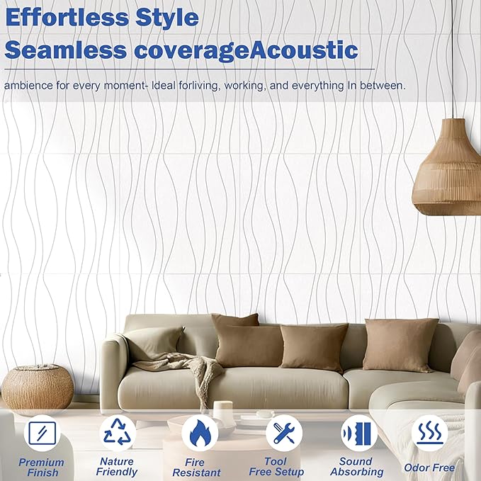 6 PCS Acoustic Panels, 23.6x23.6'' Self-Adhesive Soundproof Wall Panels