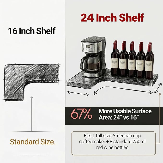 16 Inch Solid Wood Floating Corner Shelves 3 Pack