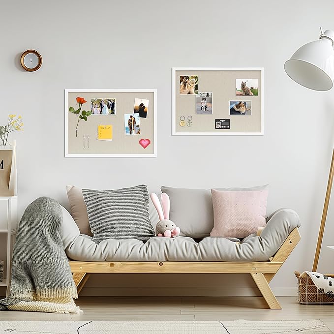 DAHAPYBOO Cork Board with Linen White 2Pack, Bulletin Board 23"x17" Hanging