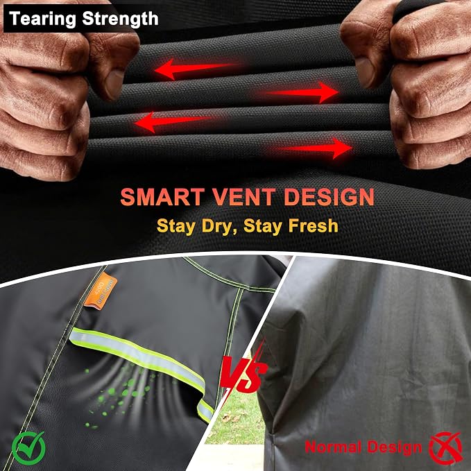 Grill Cover for Outdoor Grill, 48 Inch BBQ Grill Cover 420D Heavy Duty Waterproof with Air Vents/Handles/Straps, Weather Resistant Barbecue Gas Grill Cover for Weber, Genesis, Charbroil, etc