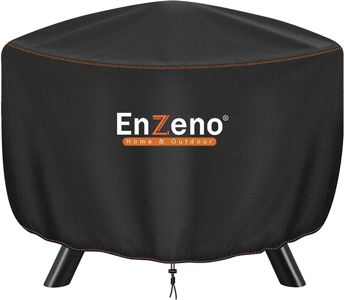 Enzeno Fire Pit Cover Round,37inch Outdoor Round Firepit Cover,Waterproof Oxford Cloth Patio Fire Cover for Outdoor Fire Pit,Fits 34-36 inch Gas Firepit/Bowl(37" Dia X 20" H)