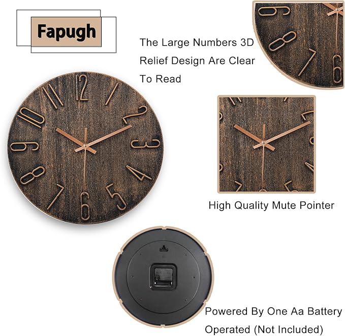 Wall Clock, Silent Clock, Wall Clocks Battery Operated， 12 inch Modern Wall