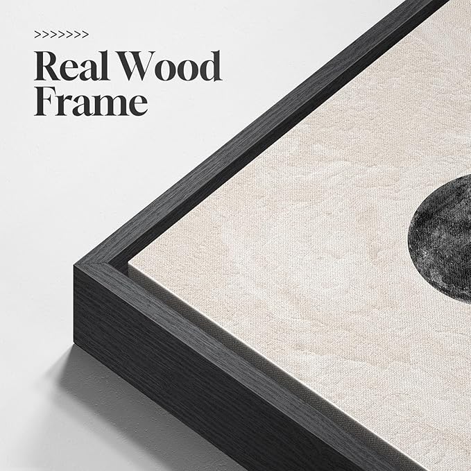 Framed Black and White Abstract Wall Art, 2 Piece Modern Canvas Prints