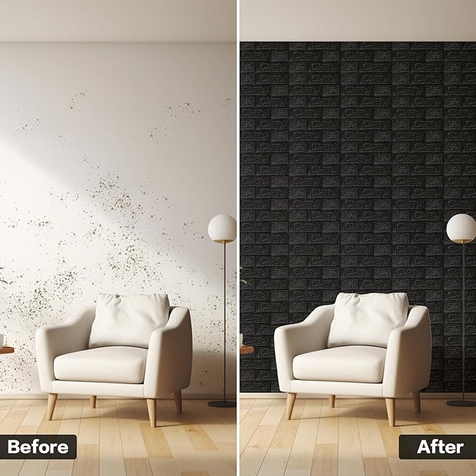 10PCS 3D Wall Panels Peel and Stick Foam, Self-Adhesive Decorative 3D Brick