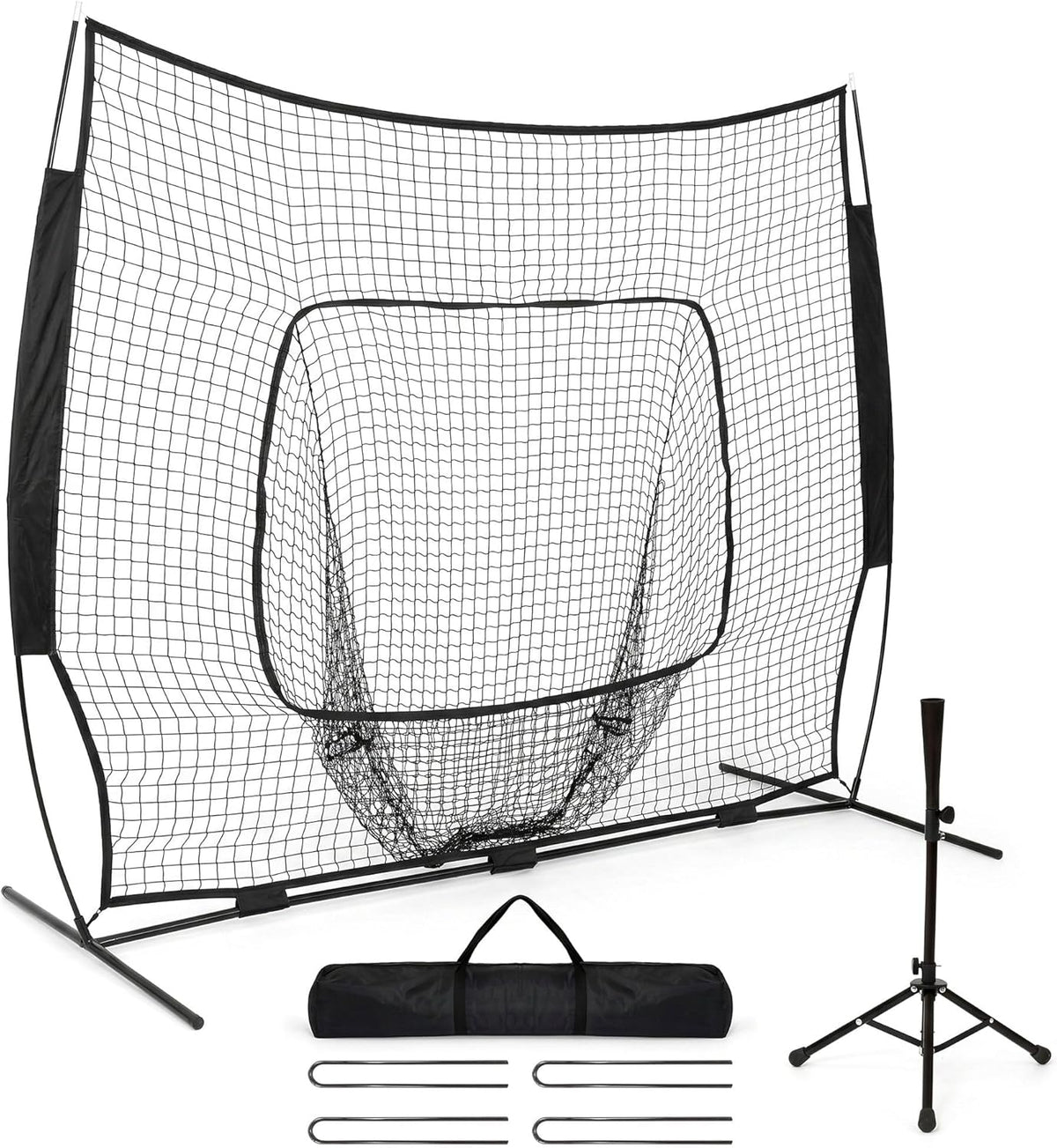 Skiennix 7x7 FT Baseball Net - Portable Batting Net with Strike Zone Target & Carry Bag
