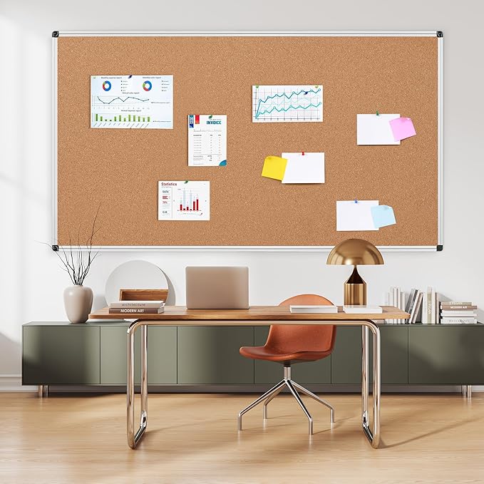 Extra Large Cork Bulletin Board 72" X 48", Wall Mounted Notice Pin Board