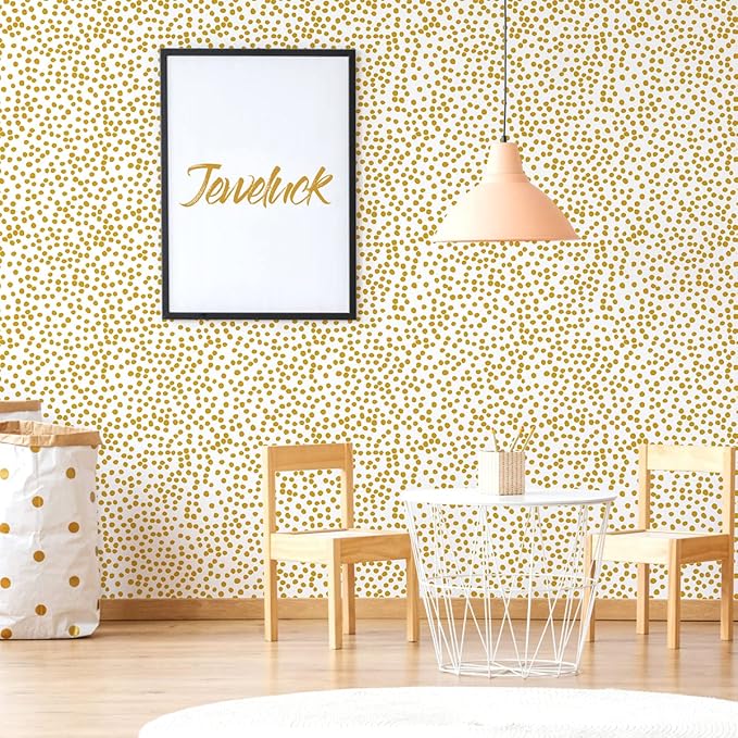 Jeweluck Yellow Polka Dot Wallpaper Yellow and White Peel and Stick Wallpaper