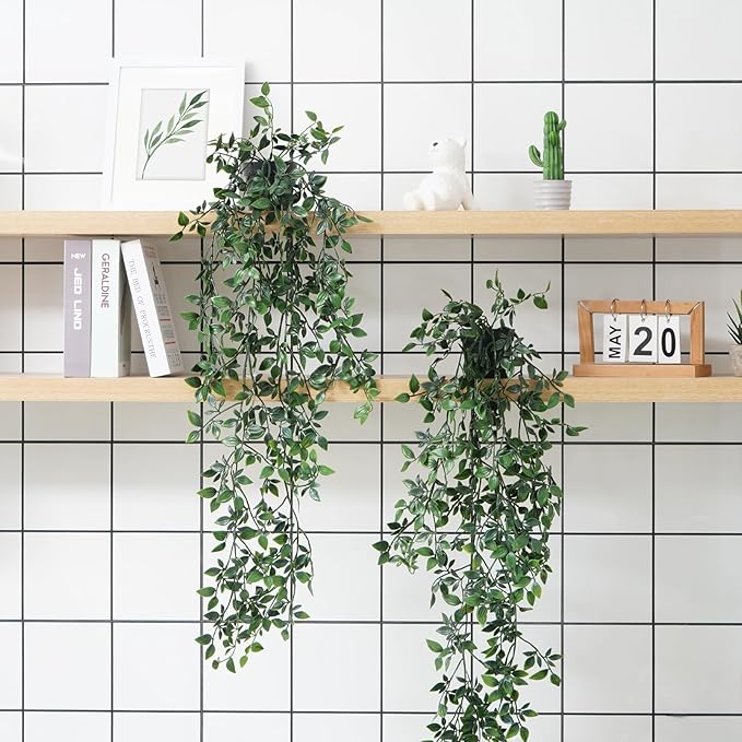 BLEUM CADE Fake Hanging Plants, Faux Mandala Vines Hanging Plant Greenery