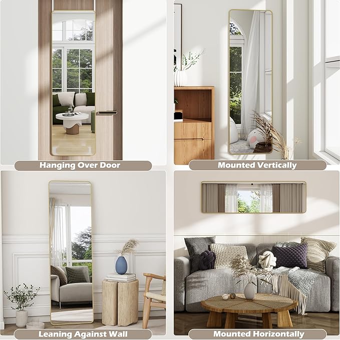 Full Length Door Mirror 14x48, Metal Frame