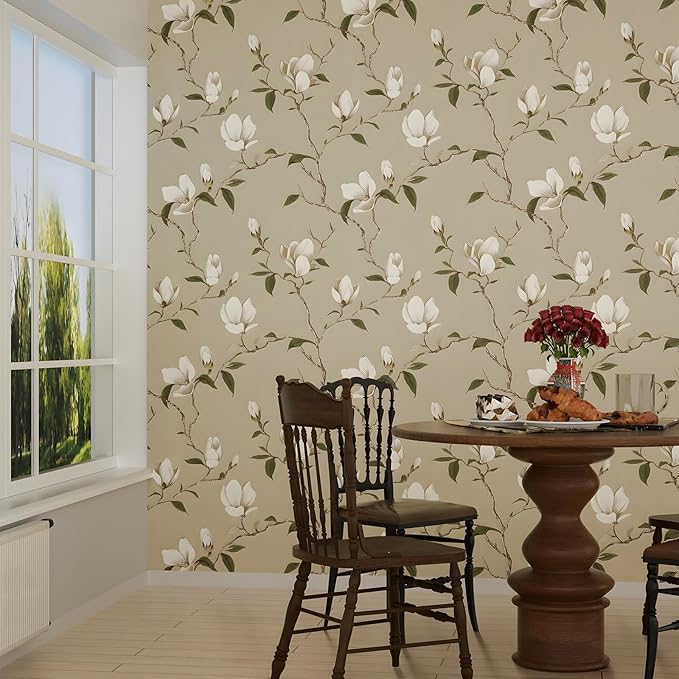 Laatse Magnolia Wallpaper Peel and Stick Vintage Floral Contact Paper 17.5" X