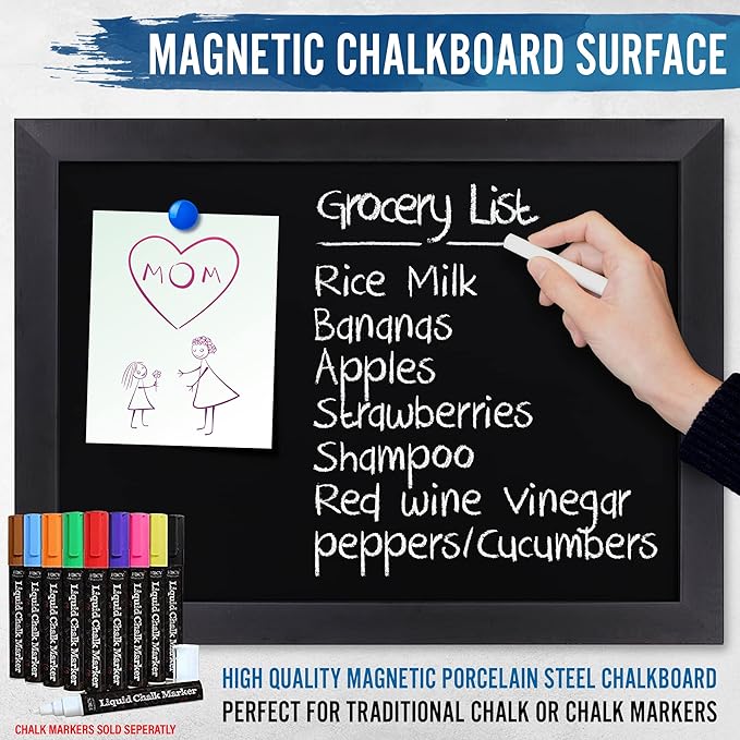 HBCY Creations 18" x 24" Rustic Black Solid Wood Frame Wall Chalkboard