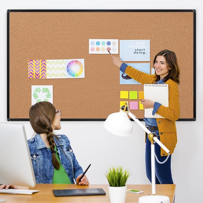 Extra Large Cork Bulletin Board 72" X 48", Wall Mounted Notice Pin Board