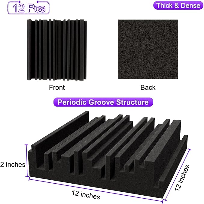 TroyStudio Thick Acoustic Foam Panels, Dense Soundproof Padding Tile, Recording