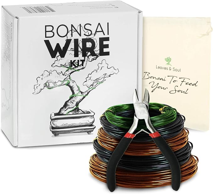 Bonsai Starter Bundle – Premium Bonsai Soil 8.2QT + Tree Training Wire Kit 160ft with Cutter & Canvas Bag – Complete Bonsai Care & Wiring Set for Beginners & Pros