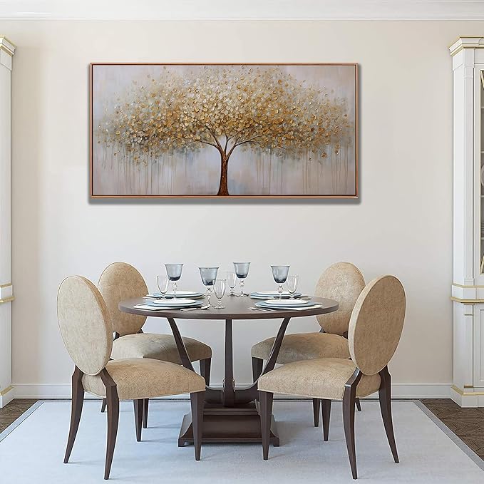 Wall Art Gold Abstract Tree of Life Framed Modern Artwork Canvas Painting