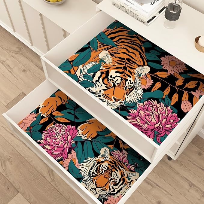 BOKEBEVE Tiger Head Peel and Stick Wallpaper￼ Animal Print Wallpapers Blue