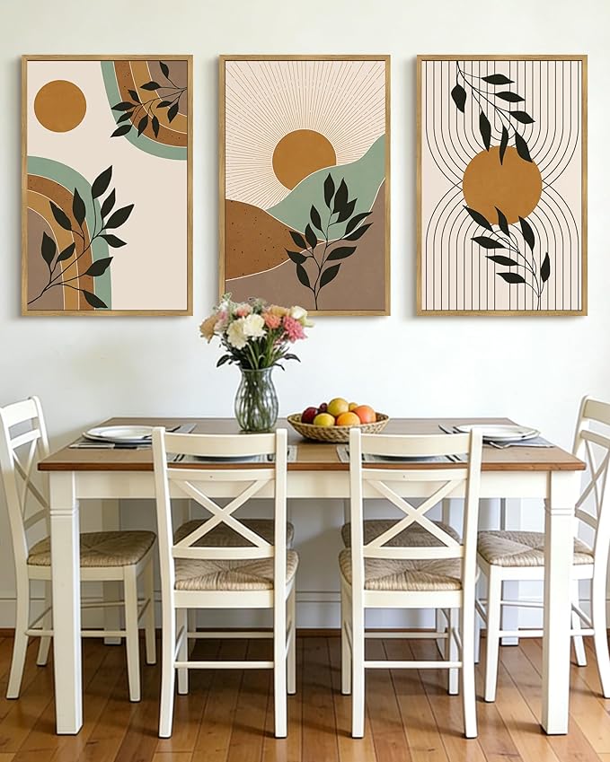 PHOPAGO Boho Wall Art Sage Plant Botanical Framed Wall Printing Large 24x36in