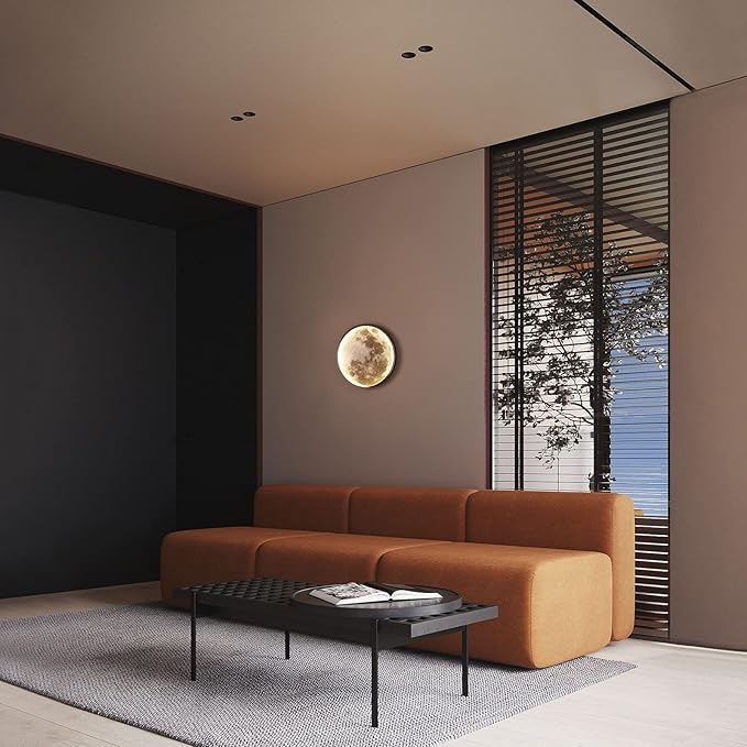 QIYIMEILUX Dimmable Moon Wall Sconce Plug in Modern LED Wall Light