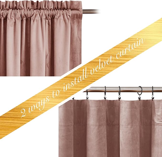 NICETOWN Dusty Pink Velvet Curtains and Drapes