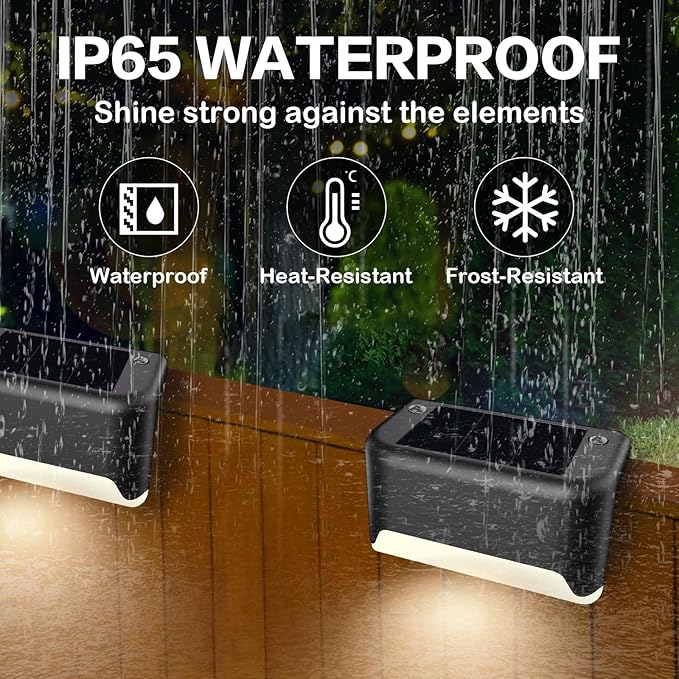 BKBB PPBB Solar Deck Lights Outdoor, 12 Pcs Solar Step Lights, Waterproof LED Solar Lights for Outdoor Stairs, Step, Fence, Yard, Patio, Railing, Garden and Pathway