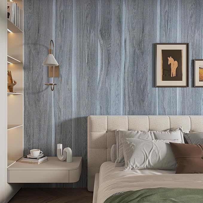 BOMENG Wood Grain Contact Paper Grey Wood Look Wallpaper Peel and Stick
