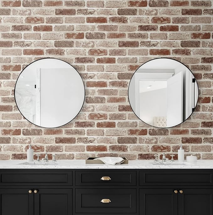 NextWall Washed Faux Brick Peel and Stick Wallpaper