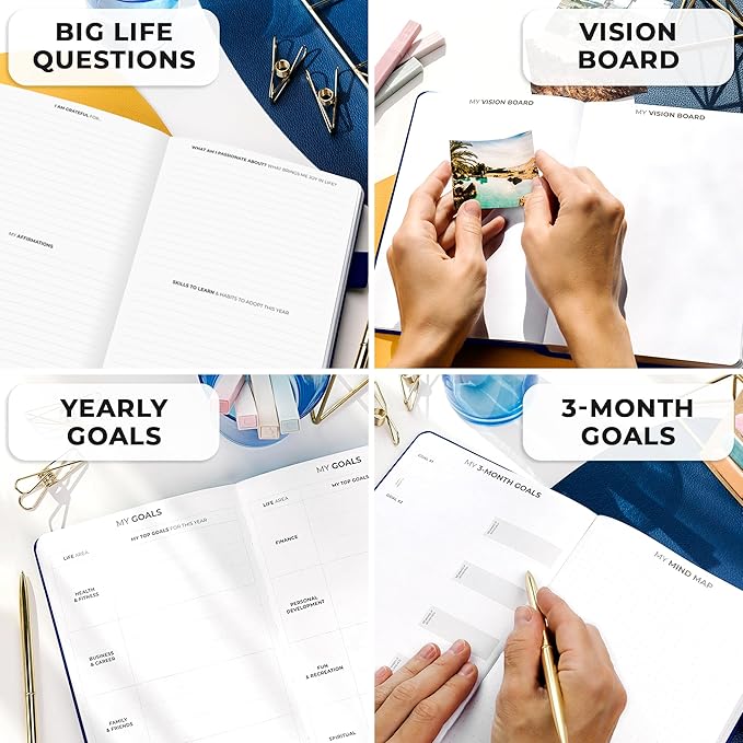 Clever Fox Planner Premium Edition – Undated Luxurious Weekly & Monthly Planner to Increase Productivity and Hit Your Goals – Organizer – Start Anytime, A5, Lasts 1 Year, Navy Blue (Weekly)