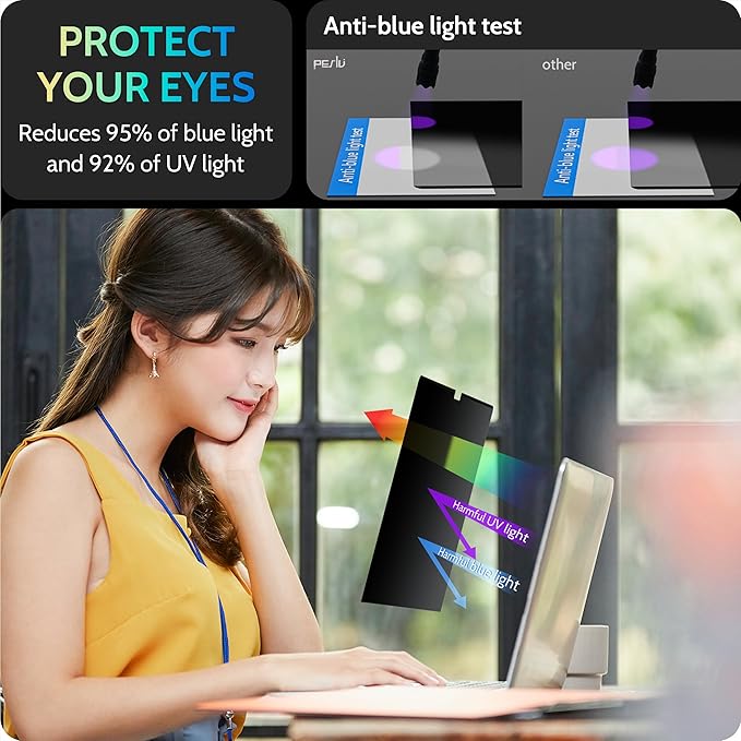 Peslv Magnetic Laptop Privacy Screen 13.4 & 13.3 inch for 16:10 Computer Monitor, 13" Removable Anti Glare Protector Blue Light Filter Shield Compatible with Lenovo Hp Dell Acer Asus Thinkpad Envy Xps