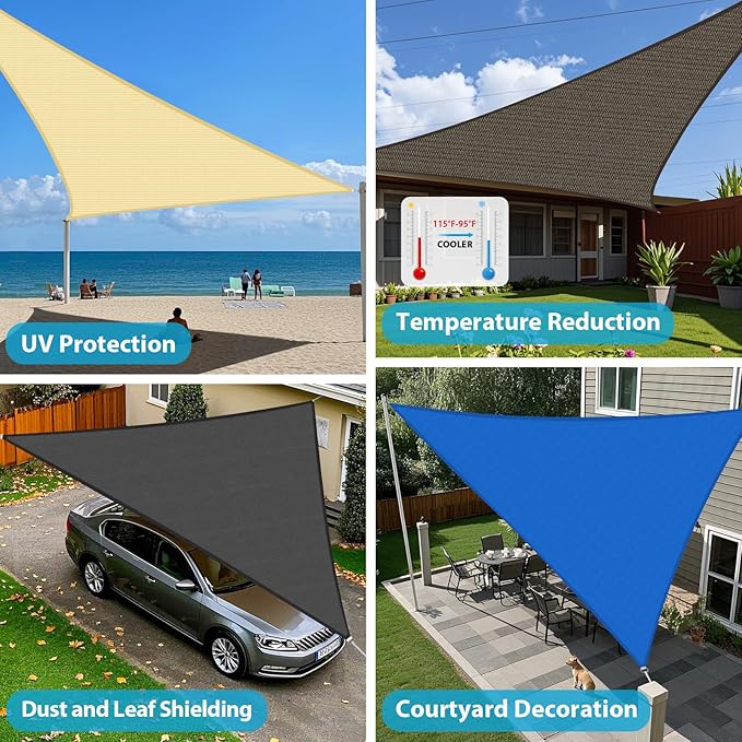 Amagenix Sun Shade Sail 28'X28'X28' Curved Edge Outdoor Shade Canopy Turquoise Breathable 95% UV Block Shade Cloth for Patio Garden Backyard (We Make Custom Size)