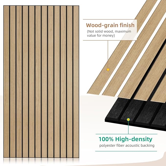 Wood Veneer Sound Panels, 10 Pack 47.2”x23.6” Wall Panels, Decorative Acoustic