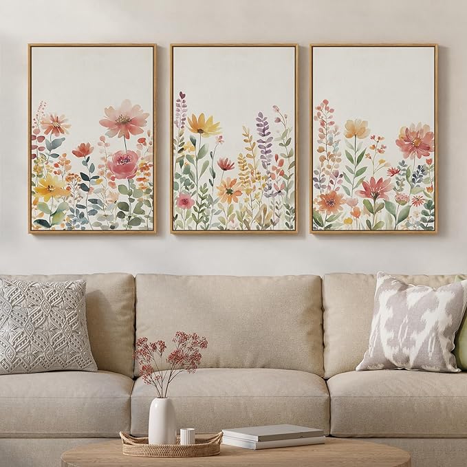 Framed Watercolor Floral Wall Art