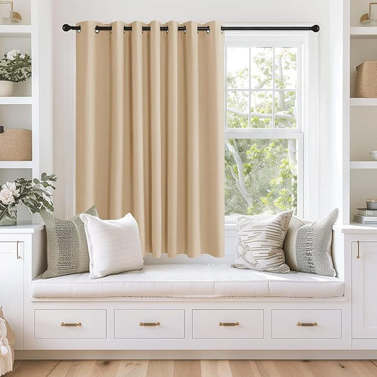 NICETOWN Blackout Bedroom Curtain Extra Wide 63 inches Long, Grommet Window