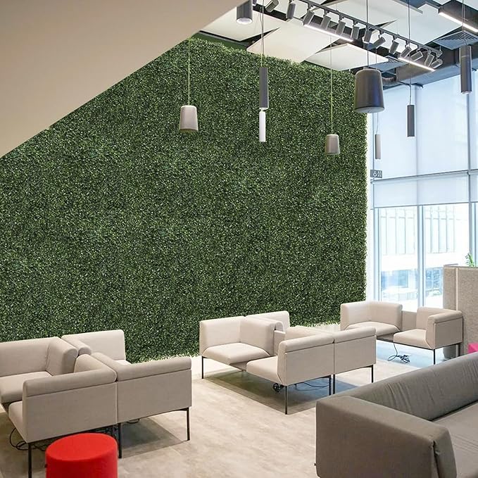 Luyue 12PCS 10”×10” Boxwood Panels, Artificial Grass Wall Panels Fake Greenery