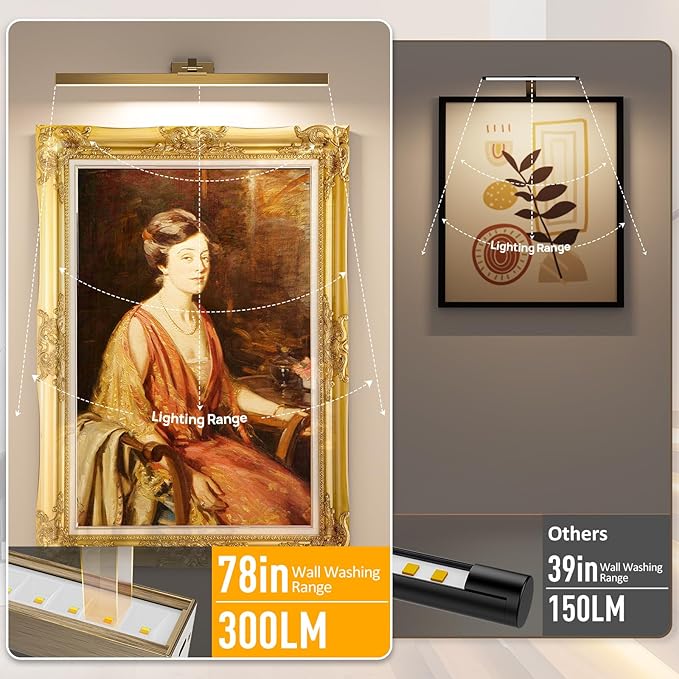 Afyuol Picture Lights for Wall, Brass Battery Operated Picture Light 24in Art