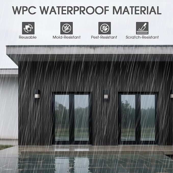 WPC Slat Wall Panels 8 Pack 96" x 8.2", Waterproof Fluted Wall Paneling
