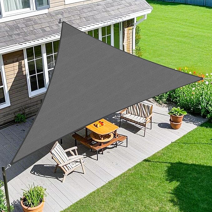 Amagenix Sun Shade Sail 12'X16'X20' Curved Edge Outdoor Shade Canopy Dark Grey Breathable 95% UV Block Shade Cloth for Patio Garden Backyard (We Make Custom Size)