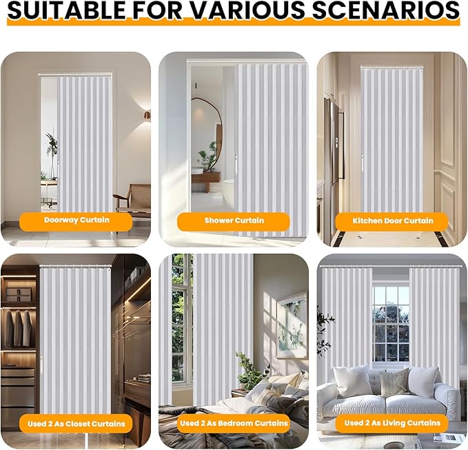 AJAZZ 100% Blackout Accordion Doors Interior Closet Curtain Magnetic Door